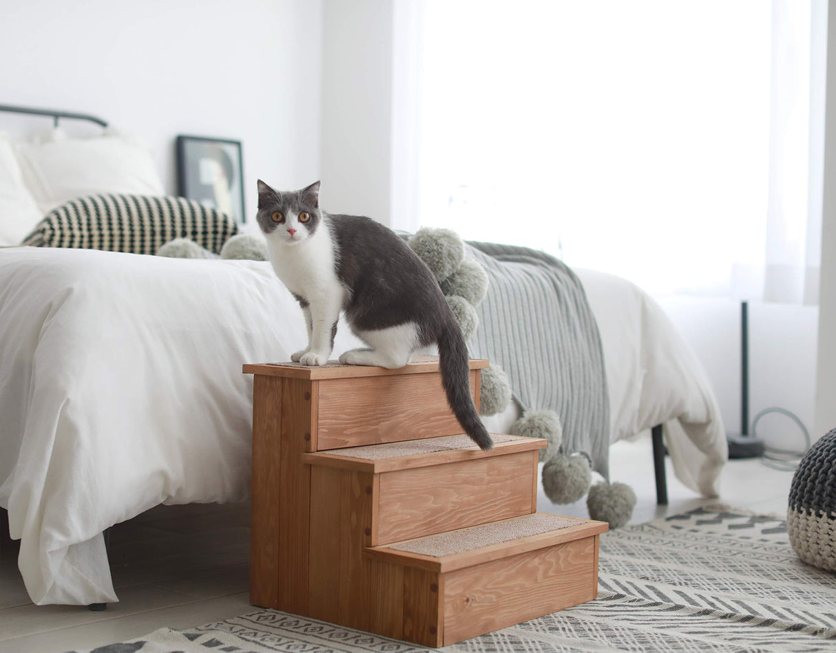 zoovilla PTR0082212010 Yorkshire Pet Step with Storage, Wood Bedside Ramp with Storage, Natural Wood, 15.55″D x 17.50″W x 14.76″H zoovilla