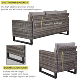 HUMMUH Patio Furniture 10 Piece PE Wicker 6-Seater Outdoor Sectional Sofa Patio Swivel Chairs Outdoor Chairs with Tables for Porch,Garden,Backyard,Deck HUMMUH