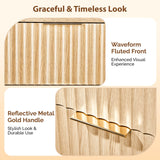 VINGLI Fluted Dresser 6 Drawer, Wood Dresser for Bedroom with Rounded Edges, Mid Century Modern Dressers 47" Long Chest of Drawers, Natural Wood Color, 46.8" W*15.6" D*31" H VINGLI