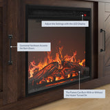 BELLEZE Modern 58" Farmhouse TV Stand with 18" Electric Fireplace Heater & Media Entertainment Center for TV up to 65", Console Table with Storage Cabinets - Hilo (Espresso) BELLEZE