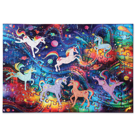 Crocodile Creek 100-Piece Jigsaw Puzzle for Kids Ages 5 and Up - Fun and Educational Table or Floor Holographic Foil Puzzle - Heavy-Duty Box for Storage - Unicorn Galaxy - 24" x 18" Finished Crocodile Creek