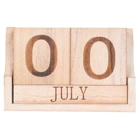 Wooden Calendar Blocks,Desk Wood Calendar,Small Perpetual Month Date Block Rustic Farmhouse Office Decor Desktop Number Cubes Display for Home Chic Vintage Decoration(Light wood) PHOENANCEE