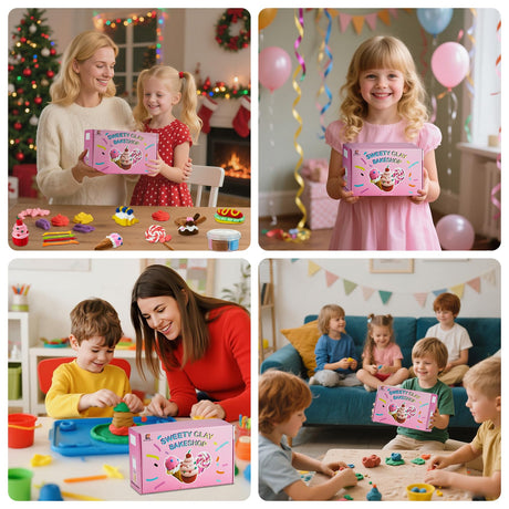 Adinomiency Air Dry Clay for Kids | 12 Pack DIY Modeling Clay Kit with 4 Colors Per Set & 12 Pastry Sculpting Guides | Non-Toxic, Easy to Use Arts and Crafts Gift for Boys & Girls Ages 3+ Adinomiency