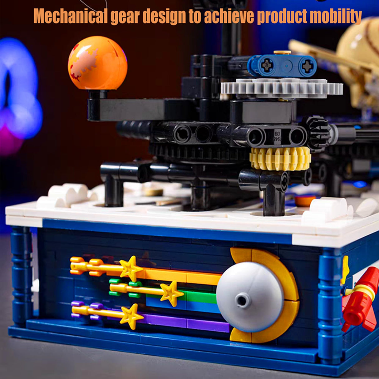 Rotating Solar System Building Blocks with Light Toy, Children's Education STEM Experiment Toy, Astronomical Science Toy, with Rocket Model, Gift for Boys 8-14 Years Old, 775 Piece Building Blocks Set CAEROKEERL