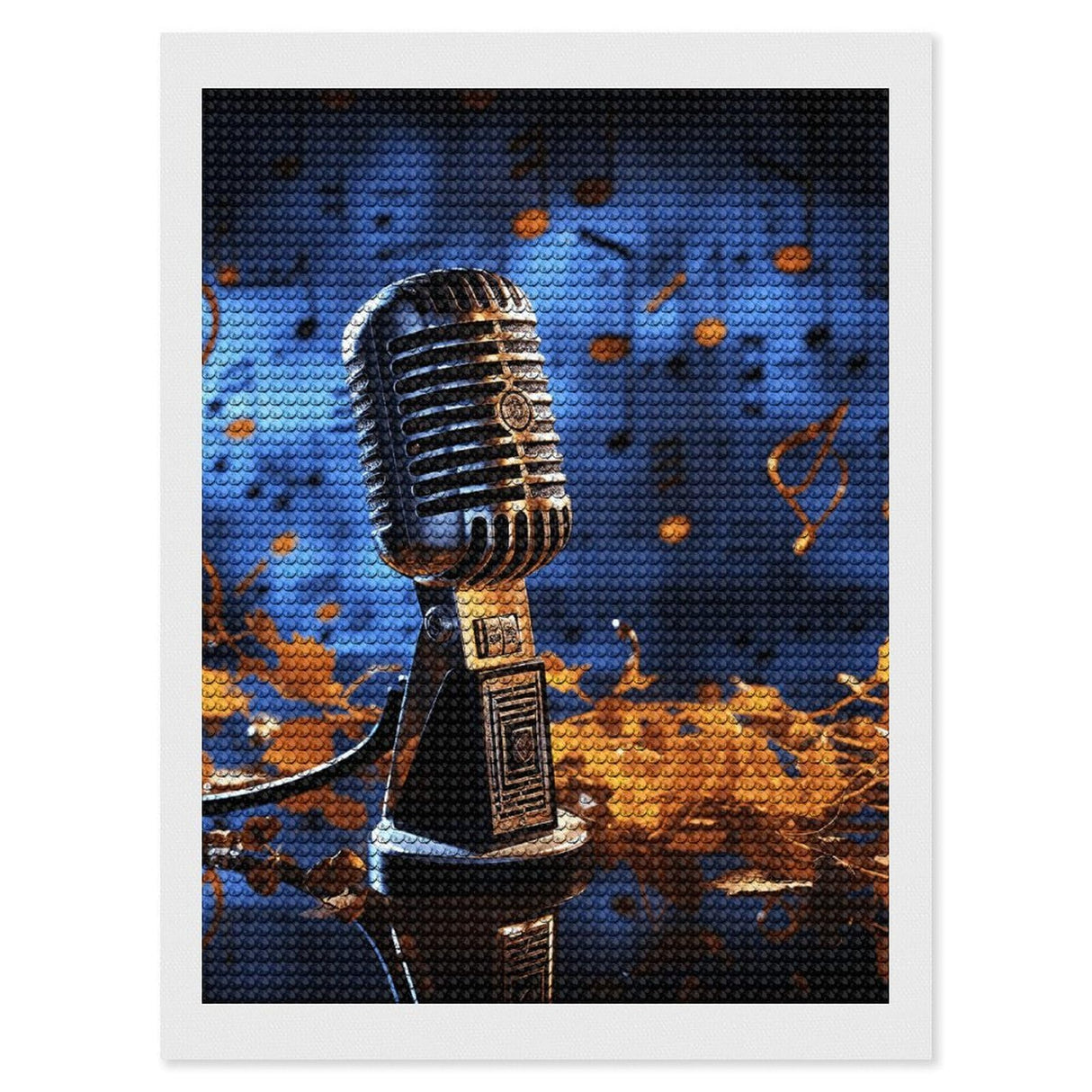 GHENBLT Microphone with Music Notes 5D Diamond Painting Kits for Adults Beginners Large Round Diamond Art Painting DIY Full Drill Diamond Dots Wall Paintings Gem Art for Gift Home Wall Decor 12"x16" GHENBLT