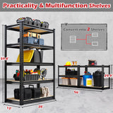 REIBII Storage Shelves 2020LBS Garage Shelving Heavy Duty 5 Tier Metal Shelving Units for Storage Adjustable Utility Shelf Rack for Kitchen Warehouse Basement 28" W x 12" D x 59.8" H, Black REIBII