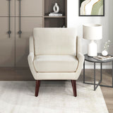 Lexicon Modern Wingback Accent Chair, Chenille Fabric Upholstered Lounge Reading Arm Chair, Solid Wood Legs for Living Room, Bedroom, Supportive Padded Pocket Coil Seat, Easy Assembly, Beige Lexicon