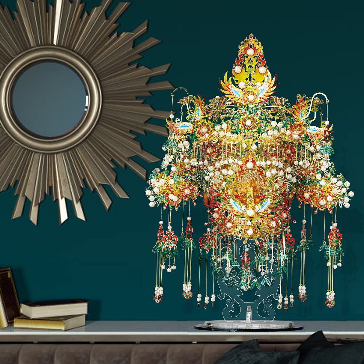 Piececool 3D Metal Asian Puzzles Model Kits- Garuda Coronet Metal Building Kit for Adults, Brain Teaser Puzzle DIY Handcraft Model Kits, Fidget Toys Gifts for Teens Man Woman Family- 522 Pcs Piececool