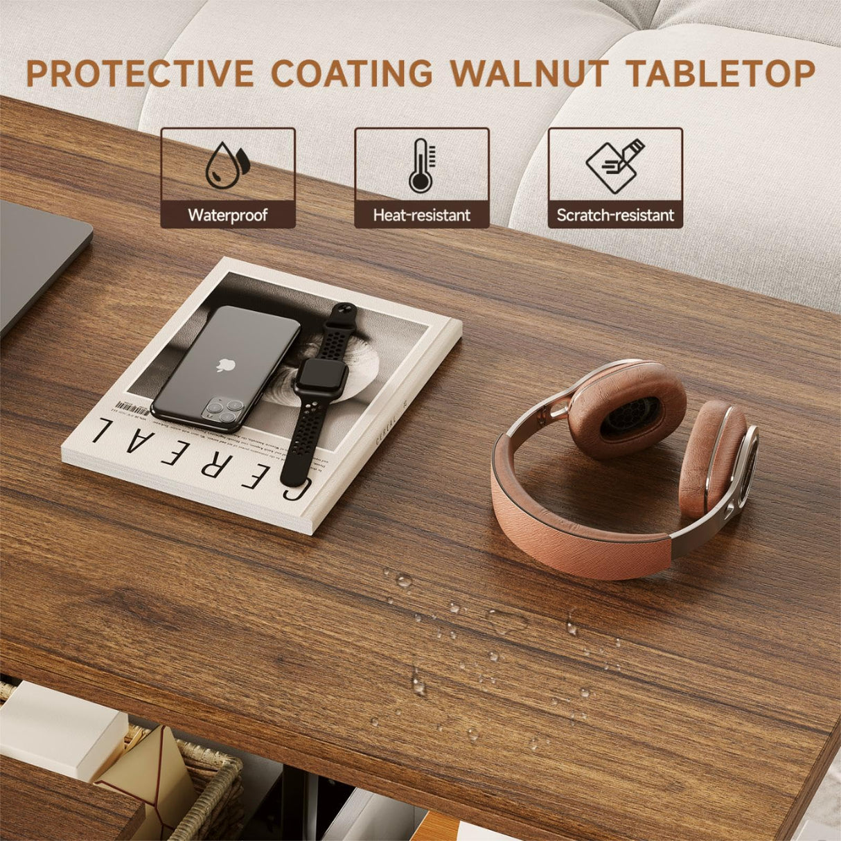 ONBRILL Lift Top Coffee Table, 3 in 1 Multi-Functional Coffee Table with Storage and Hidden Compartments, Farmhouse Rectangular Convertible Coffee Table to Dining Table for Living Room, White ONBRILL