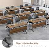 AKSOUDEW Conference Table, Folding Conference Room Tables with Flip-Top Design, with Caster Rectangular Modular Conference Room Table, for Office Conference Room Training Room (4Pcs 180cm/70.9in) AKSOUDEW