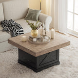 Lareth Coffee Table 31.5 in Rustic Center Table with X Design Wooden Pedestal for Living Room, Dark Oak Square Home Office Sofa Side Table for Small Space, Easy Assembly, Space-Saving Lareth