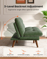 AMADA 66"Convertible Futon Sofa Bed, Corduroy Folding Futon Set with Adjustable Backrest &Armrests, Recliner Lounge for Living Room, Apartment or Office, Solid Wood Frame, Loveseat Sofa -Forest Green AMADA HOMEFURNISHING