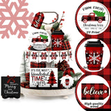 Jetec 12 Pcs Christmas Tiered Tray Decor - Red & Black Buffalo Plaid, Snowflake, Tree, Gnome, Truck - Wooden Signs - Farmhouse Decoration Centerpieces Christmas Decor for Home, Table, Shelf Jetec