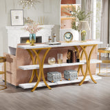 Tribesigns 70.8 Inch Narrow Console Table, Long Sofa Table Entry Table with 3 Tier Storage Shelves for Entryway Hallway Living Room (Brown) Tribesigns