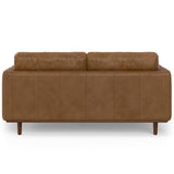 SIMPLIHOME Morrison 72-inch Wide Sofa in Caramel Brown Top Grain Genuine Leather, Mid-Century Modern-Style Loveseat for Living Room, Single Bench Cushion, Removable Back Cushions, 2 Bolster Pillows SIMPLIHOME