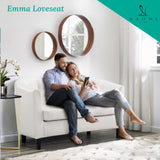 Naomi Home Barrel Love Seat, Button Tufted Faux Leather Loveseat Sofas, Modern 2 Seater Faux Leather Sofa, Small Loveseats for Small Spaces, Bedrooms, Love Seat Couches for Living Room - White Naomi Home