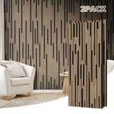 2 Pack Acoustic Wood Panels for Wall,Soundproof Wall Panels, Wood Slat Wall Panels for Interior Decoration and Noise Reduction 3D Textured Panel for Wall (Walnut,47.3 x 23.6 x 0.7inch) laapee