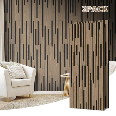 2 Pack Acoustic Wood Panels for Wall,Soundproof Wall Panels, Wood Slat Wall Panels for Interior Decoration and Noise Reduction 3D Textured Panel for Wall (Walnut,47.3 x 23.6 x 0.7inch)