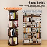 Huisenitre 360°Rotating Bookshelf,4 Tier Corner Bookcase,Book Shelf,Floor Storage Wood Organizer for Sturdy,Home Office,Living Room,Bedroom,Kids Room Huisenitre