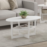 Furinno Jaya Oval Coffee Table, 35.43 (W) x 16.49 (H) x 19.69 (D) inches, White Furinno