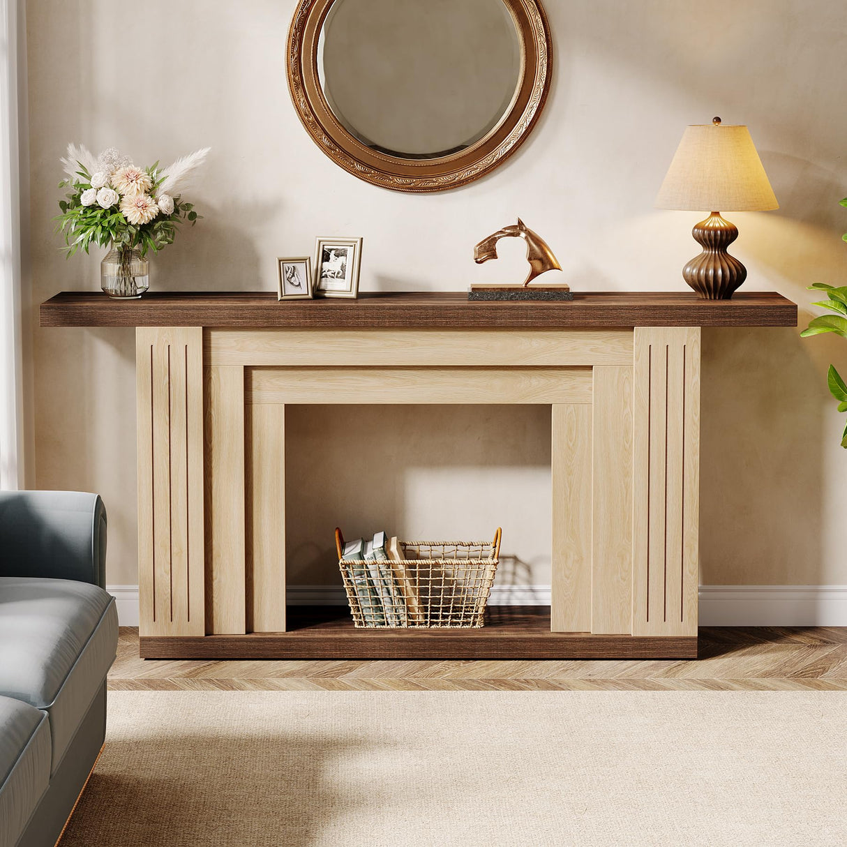 Tribesigns Unique Farmhouse Console Table, 71-Inch Wood Entryway Table with Robust Load-Bearing, Modern Sofa Table Entrance Foyer Accent Table for Living Room, Bedroom, and Hallway Tribesigns