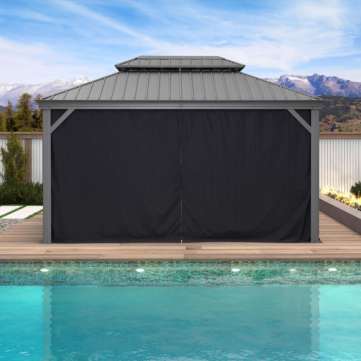 PURPLE LEAF 10' X 14' Patio Hardtop Gazebo Aluminum Outdoor Gazebo with Double Galvanized Steel Roof for Deck Backyard All Weather Outdoor Pavilion Curtain and Netting Included, Light Grey PURPLE LEAF