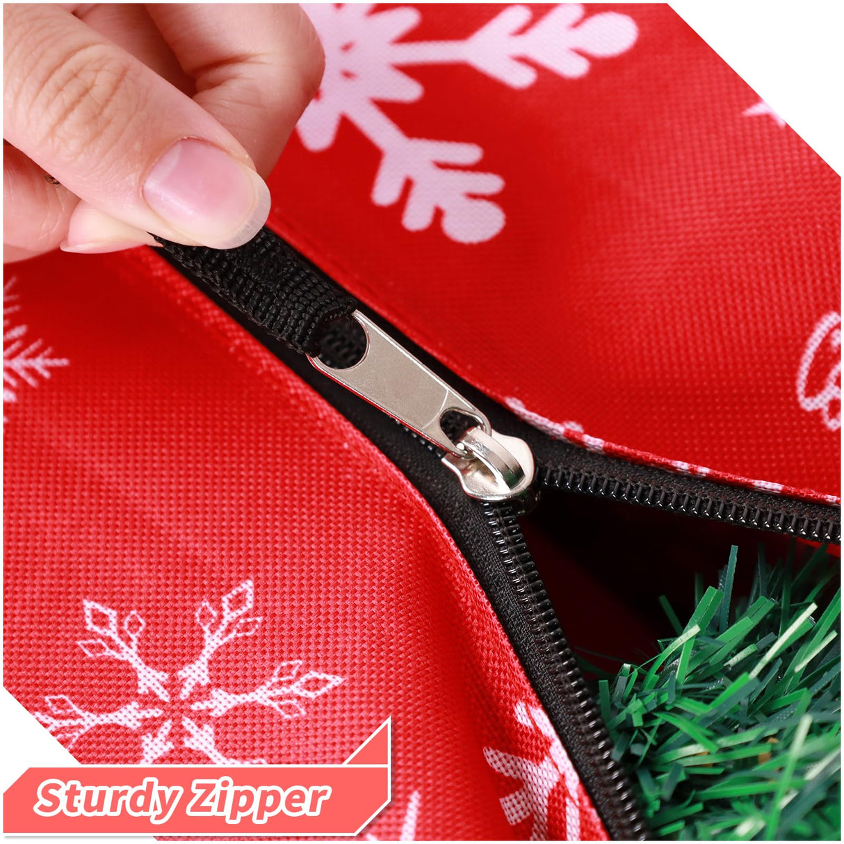 RICHIE Christmas Tree Storage Bag 9ft (3pc Set), 600D Oxford Tear-proof Xmas Tree Bag, Fits Up to 9 Foot Artificial Trees, Reinforced Handles & Zippered & Durable, Holiday Decoration Storage Bags, Red RICHIE