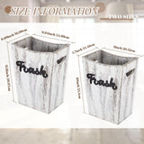 Maxcheck 2 Pcs Farmhouse Bathroom Wood Trash Can, 2 Sizes Rustic Square Wastebasket Bin with Convenient Handle for Bathroom, Kitchen, Bedroom, Office(White) Maxcheck