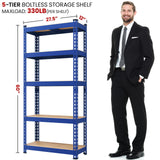 Yaheetech Storage Shelves 5 Tier Garage Shelving Heavy Duty Garage Shelves Adjustable Metal Shelving Unit Utility Rack Industrial Shelving for Warehouse Pantry Closet, 27.5" W x 12" D x 60" H, Blue Yaheetech