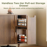 IRONCK Cat Litter Box Enclosure with Sliding Tambour Door, Wooden Litter Box Enclosure Furniture with 2-Layer Drawer, Hidden Cat House, Side End Table for Living Room, Brown IRONCK