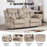 CANMOV Recliner Sofa Set, Manual Recliner Loveseat with Overstuffed Armrest for Living Room,Bedroom Furniture,Office,2 Seat Light Brown CANMOV