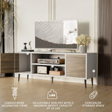 JUMMICO TV Stand for 65 Inch TV, Modern Entertainment Center with Storage Cabinet and Open Shelves, TV Console Table Media Cabinet for Living Room, Bedroom and Office (Oak) JUMMICO