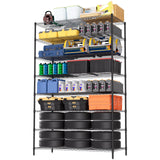 Finnhomy 4000LBS 8-Tier Wire Shelving Unit Adjustable Steel Wire Rack, 24x48x80.2 Inches 8 Shelves Metal Rack, Pantry Shelves for Storage, Metal Garage Shelving with 1" Pole, NSF Certified, Black Finnhomy