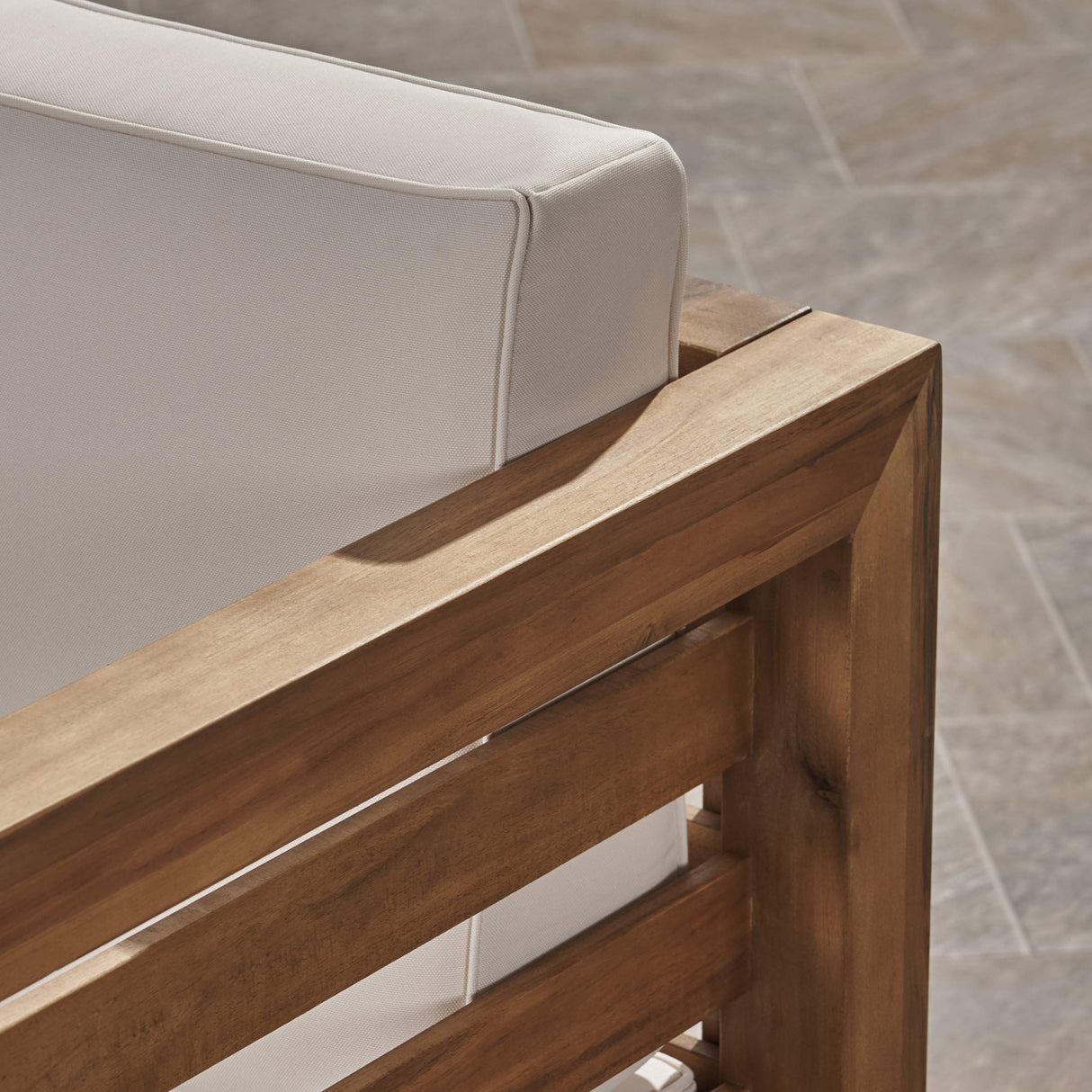 GDFStudio Louise Outdoor Acacia Wood Club Chairs with Cushions (Set of 2), Teak Finish and Beige GDFStudio