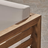 GDFStudio Louise Outdoor Acacia Wood Club Chairs with Cushions (Set of 2), Teak Finish and Beige GDFStudio