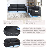 Harper & Bright Designs 76.5-Inch Modern Sofa Couch with 2 Side Pockets, USB Ports on Armrests and LED Lights – Linen Fabric 3-Seater for Living Room, Apartment or Office in Black Harper & Bright Designs