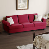 Fadware 91” Sofa Couch, Deep Seat Sofa with Lawson Style Armrests, Modern 3 Seater Sofa with Upholstered Cushion& Backrests, Mid-Century Comfy Couch for Living Room, Apartment, Red Fadware