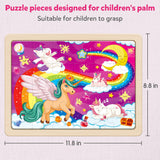 SYNARRY Large Unicorn Princess Fairy Wooden Puzzles for Girls Gift Box(12.2*9.4 in) - FSC Certified, 24 Pcs Puzzles for Kids Ages 4-6, Puzzles for Toddlers 3-5, Unicorn Toys Gifts for 3 4 5 Year Old SYNARRY