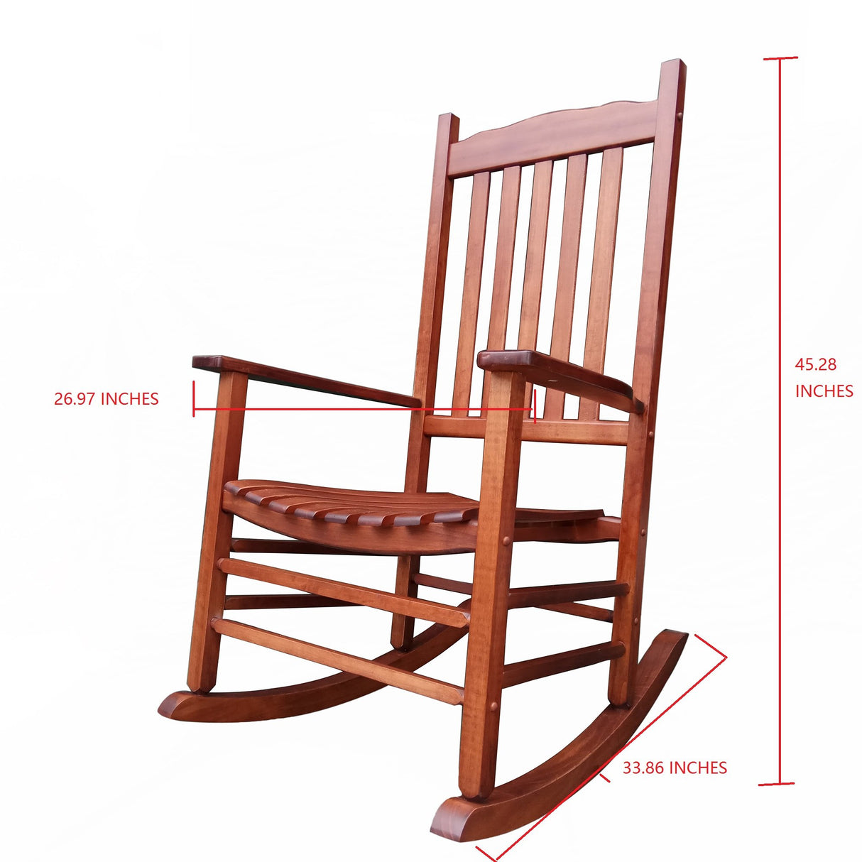 Rocking Rocker - A001NT Natural Wood Porch Rocker/Outdoor Rocking Chair - Easy to Assemble - Comfortable Size - Outdoor or Indoor Use Rockingrocker