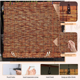 SHYDZYYC Reed Roller Shades,2 Pcs 48" W x 72" H Waterproof Privacy Screen Bamboo Outdoor Blind, Reed Curtain for Porch, Patio, Yard, Windows (Brown) SHYDZYYC