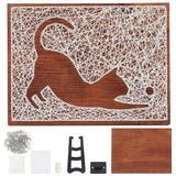 INFUNLY Cat String Art Kit Handmade DIY Craft Kit for Adults Creative Handmade Kit for Pet Lovers Wooden Frame Board with Pre Punching DIY Home Art Project for Beginners Cat Wall Art for Bedroom Decor INFUNLY