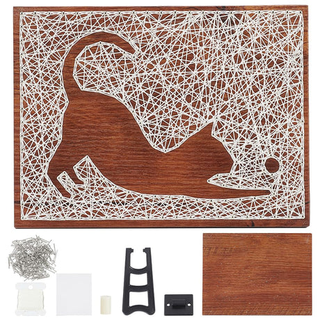 INFUNLY Cat String Art Kit Handmade DIY Craft Kit for Adults Creative Handmade Kit for Pet Lovers Wooden Frame Board with Pre Punching DIY Home Art Project for Beginners Cat Wall Art for Bedroom Decor INFUNLY