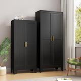 pozdeg Metal Storage Cabinet - 75” Tall Steel File Cabinets with 2 Doors and 5 Adjustable Shelves Versatile Storage Pantry Cabinet for Home Office Warehouse Garage or Outdoor (Black) pozdeg