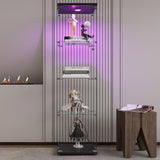 Homfii LED Display Cabinet with Shelves,Lock,Glass Curio Cabinet with 1 Doors,1 Columns Glass Cabinet/Display Case/Bookshelf for Living Room Reading Room Office Homfii