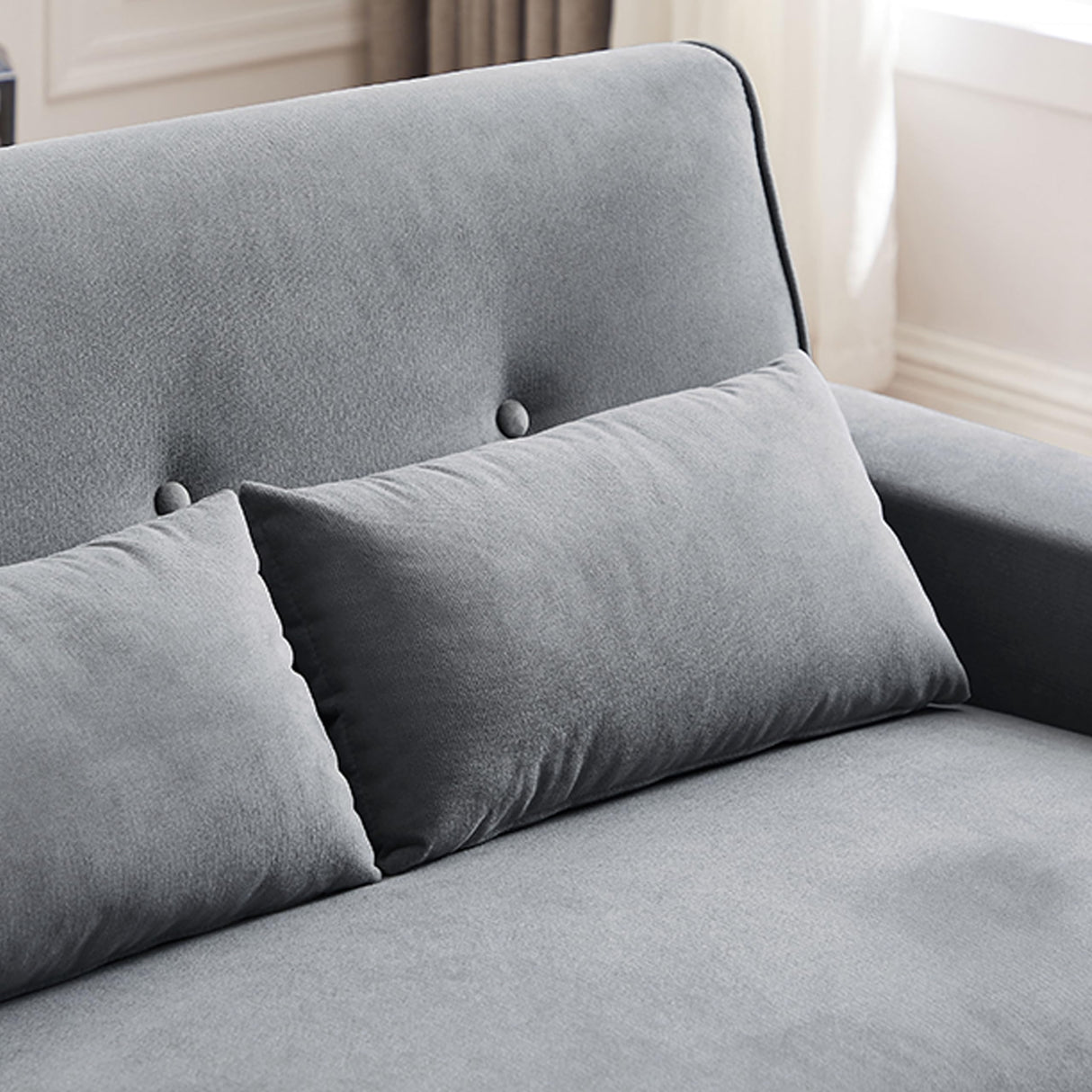 Portaforta 48" Small Loveseat Sofa, Mid Century Modern Love Seat Couch, 2 Seat Tufted Couches with Throw Pillows for Living Room, Apartment, Bedroom and Small Spaces, Light Grey Portaforta