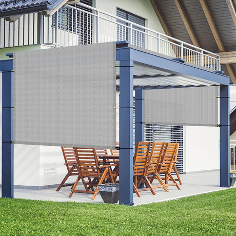 AwnPro 10' x 18' Outdoor Pergola Shade Cover Canopy for Patio Deck Porch Backyard Gazebo Replacement Shade Cover with Spaced Grommets Weighted Rods Light Gray AwnPro