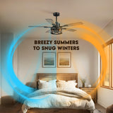 52 Inch Ceiling Fans with Lights and Remote & APP Control, Farmhouse Ceiling Fan with LED Lighting for Bedroom Living Room and Patio, Black Caged Ceiling Fan for Indoor and Outdoor(NO BULB） YouthDream