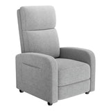 GarveeHome Linen Fabric Manual Recliner Chair, with Side Pocket, High Backrest, Thick Cushion, Adjustable Push Back Recliner,Lazy Lounge Chair for Living Room, Home Theater, Bedroom, Gray GarveeHome
