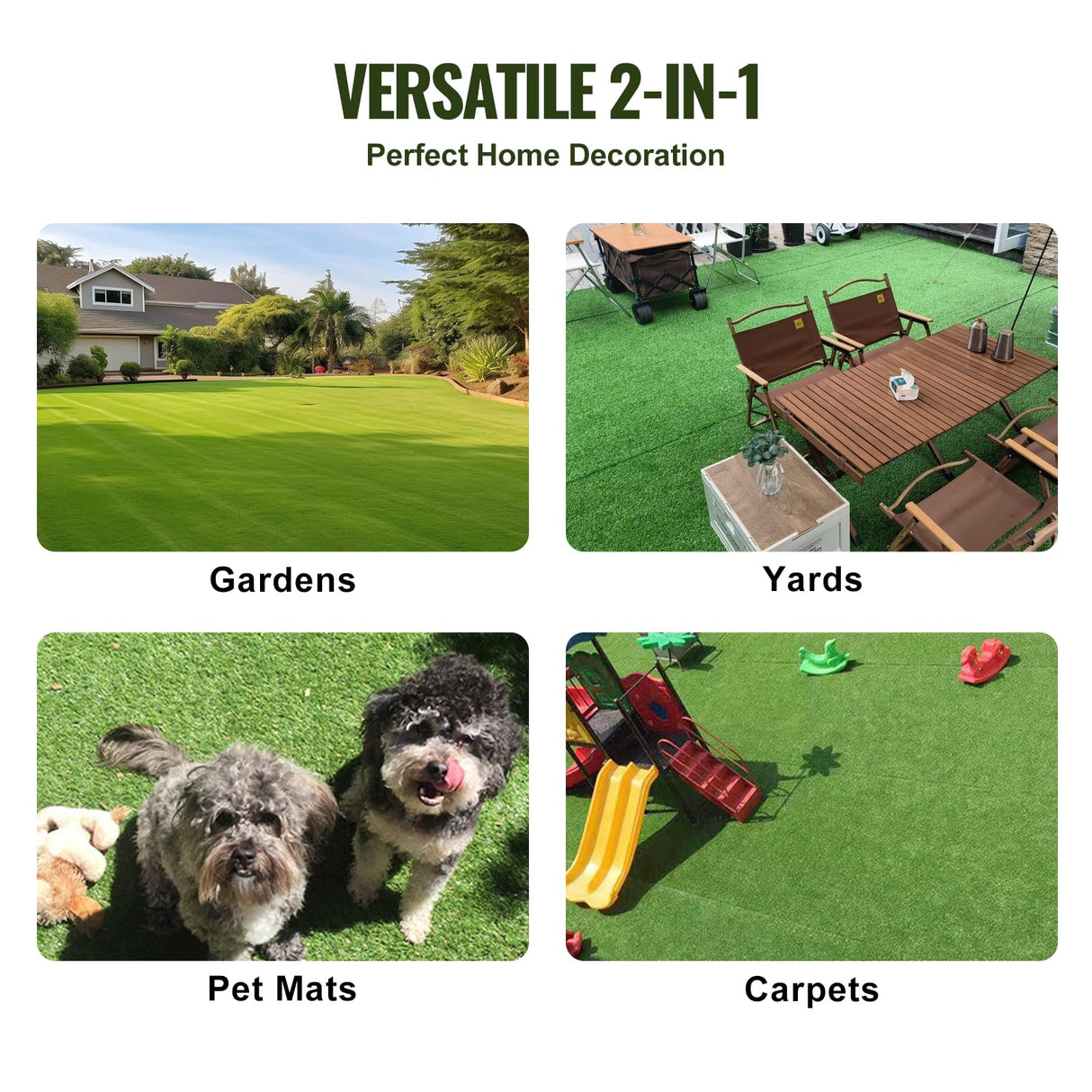 VEVOR Artifical Grass Turf, 6 x 10 ft Thick Grass Rug Indoor Outdoor, 1.38" Realistic Synthetic Grass Mat with Drainage Holes, Perfect for Patio Garden Lawn Home Backyard Dog Mats VEVOR