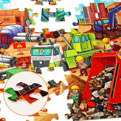 Large Piece Jigsaw Puzzles for Kids Ages 4-6 6-8 8-10 Year Old 100 Pieces Jigsaw Puzzles for Kids Construction Engineering Vehicle Puzzles Educational Toys Gift for Children Boys Girls Ages 4-10